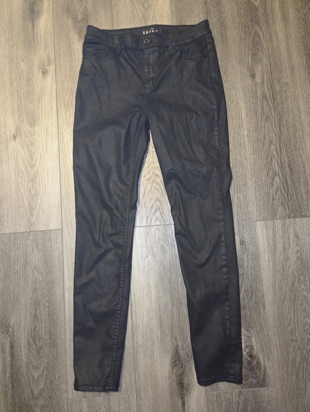 Womens WHBM The Skinny Black Coated Jeans, Slim Fit Size 6